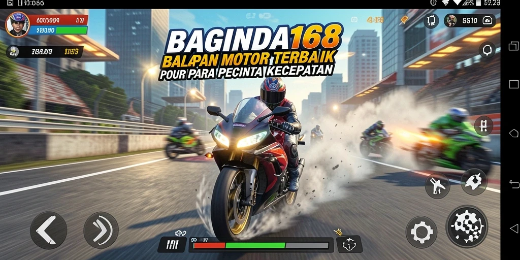 Gameplay seru menampilkan balapan motor yang mendebarkan.