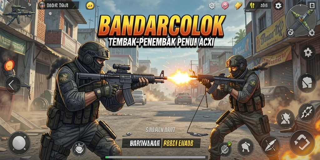 Screenshot menampilkan aksi intens gameplay BANDARCOLOK dalam pertempuran TPS.