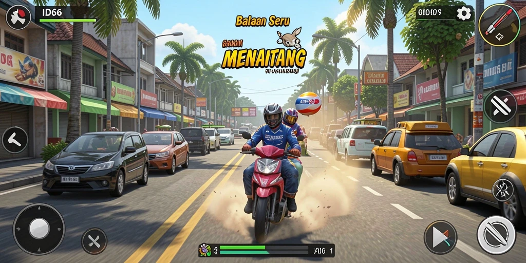 Tampilan gameplay ID66 yang mendebarkan dan penuh aksi balapan.