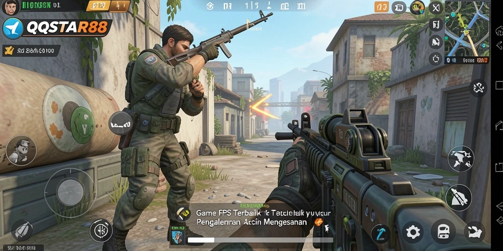 Screenshot menunjukkan aksi seru dalam permainan FPS QQSTAR88.