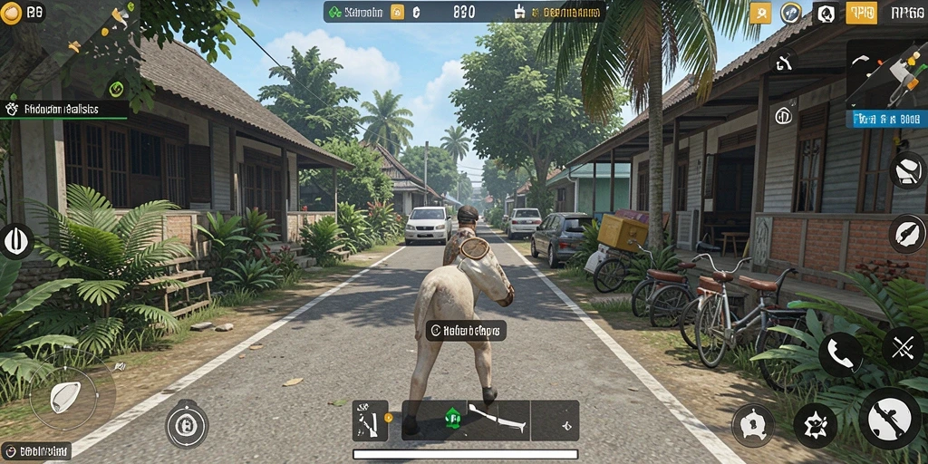 Screenshot utama RP66 menunjukkan karakter melakukan aktivitas sehari-hari dalam setting realistis.