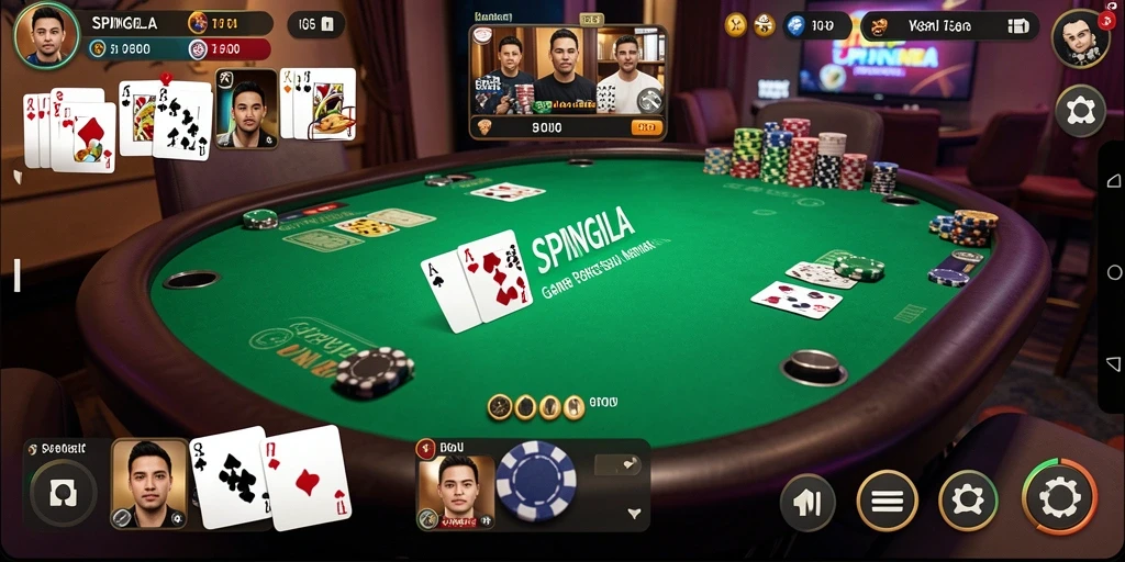 Tampilan menarik dari gameplay Poker SPINGILA yang seru.